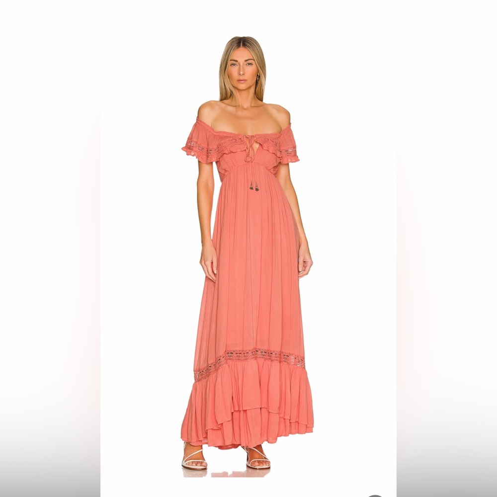 Free People Moonlight Ocean Maxi Dress in Burnt Coral Size Small